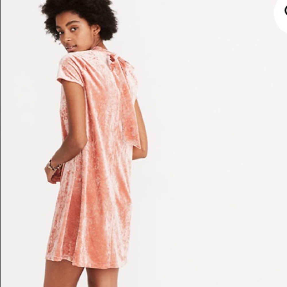 madewell crushed velvet mockneck pink dress! XL